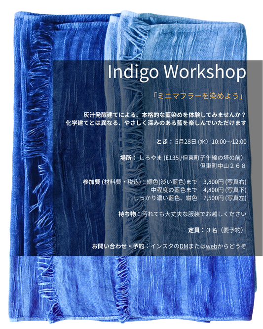Indigo Workshop 5月28日(水曜日)10:00 - 12:00